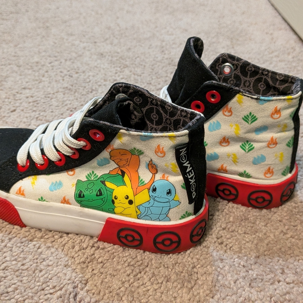 Pokemon Kids High-Top Sneakers - Black, Red, and Multicolor